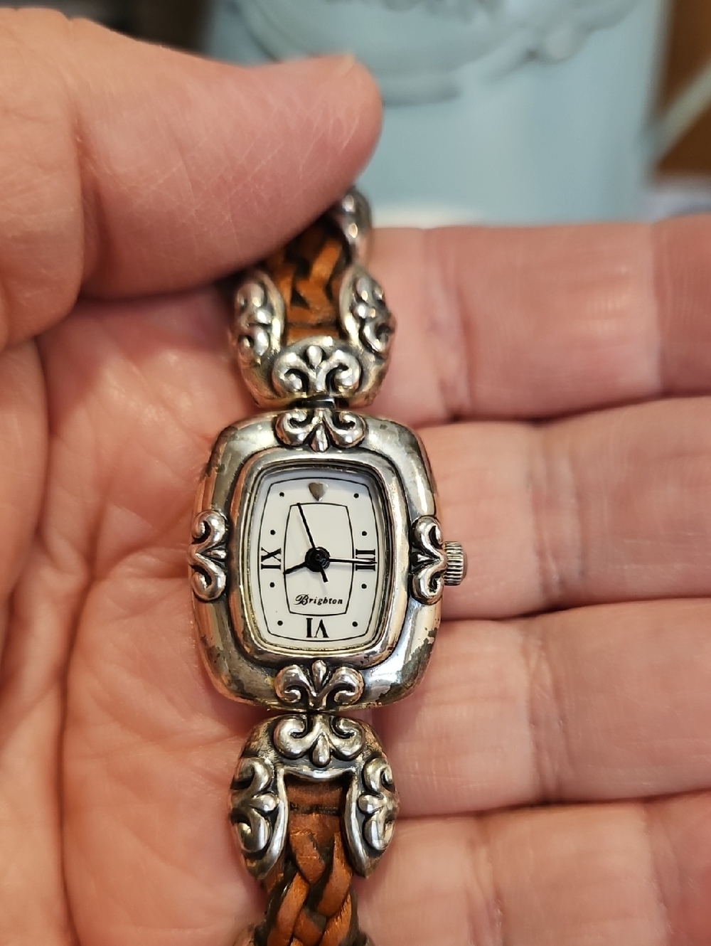 2 Brighton Silver Watches with Brown Braided Band And Butterfly Band.